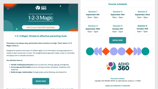 Email promoting the 1-2-3 Magic parenting course
