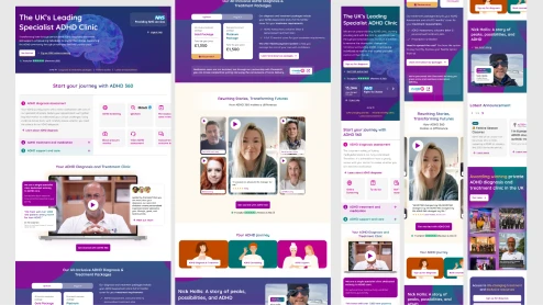 Screens from the bespoke ADHD360 front-end build